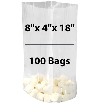 LDPE Clear Gusseted Poly Bags 2 mil 8" X 4" X 18" 100 Bags